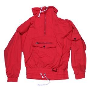Vintage ski snow jacket half zip anorak red 80s 90s pockets retro European sz 8